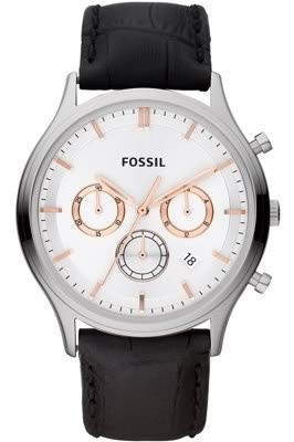 Uhrenarmband Fossil FS4640 Leder Schwarz 22mm